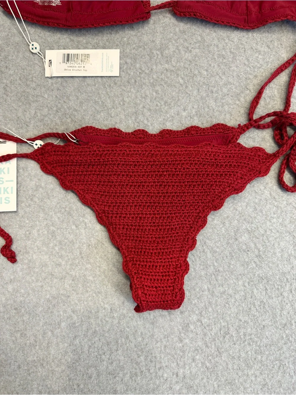 Frankie’s Bikinis Red Crochet Top and Bottom Set
